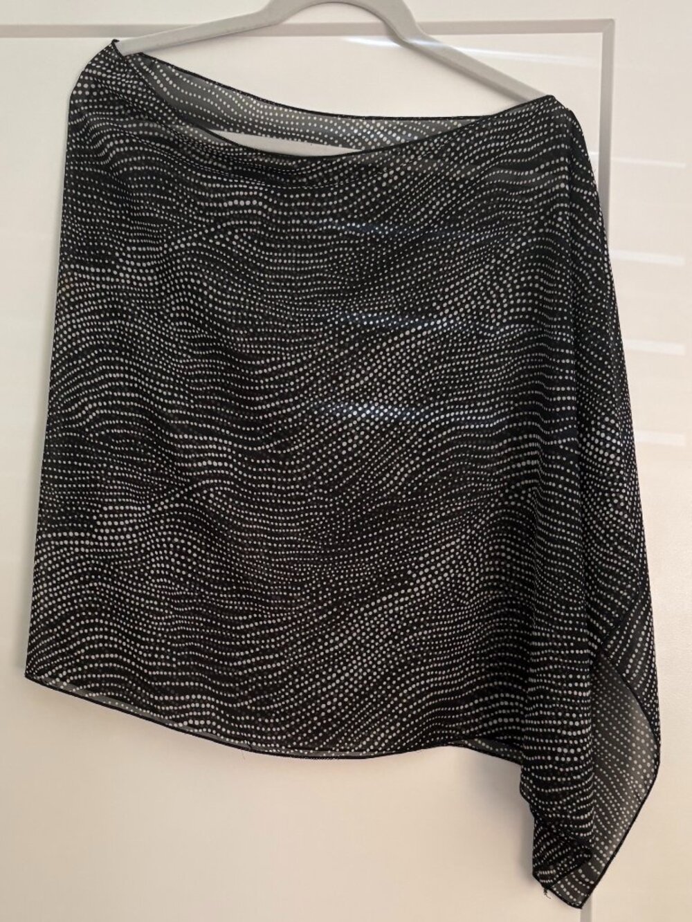 White House Black Market Sheer Silky Black and White Polka Dot Wrap Cover Up S
